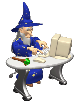 Wizard at a computer